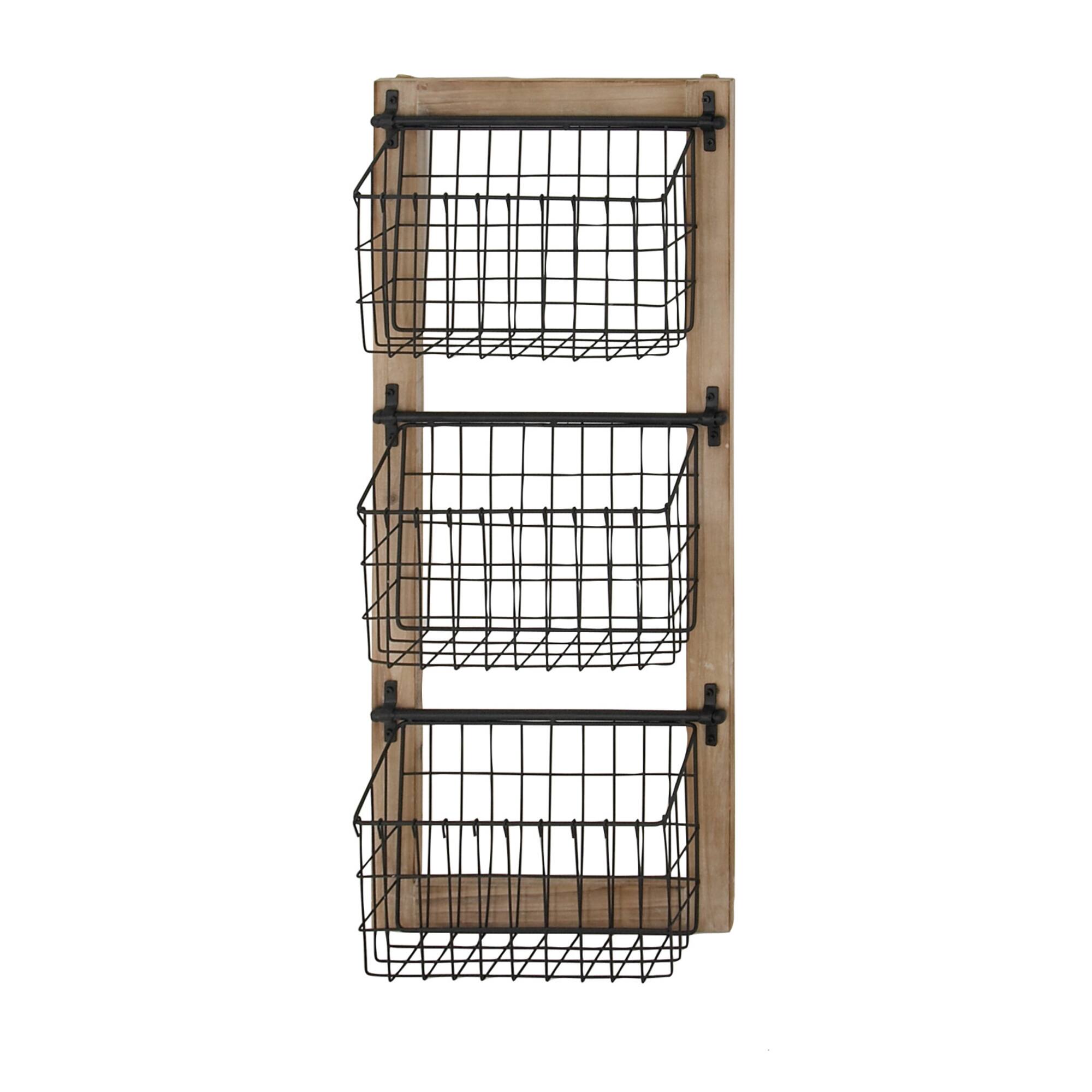 34" Black Metal Farmhouse Magazine Rack